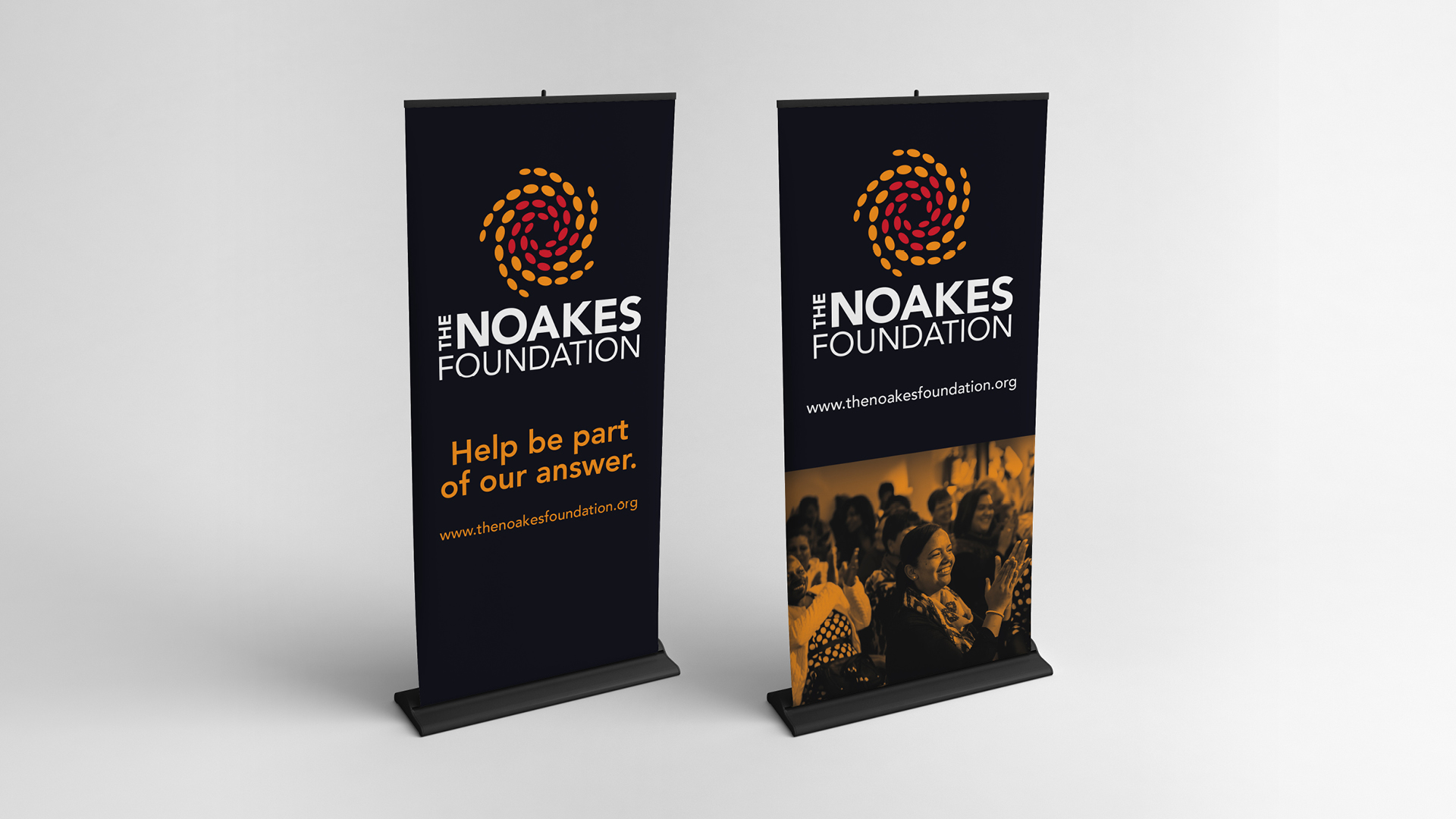 Noakes Foundation brand identity roll-up banners