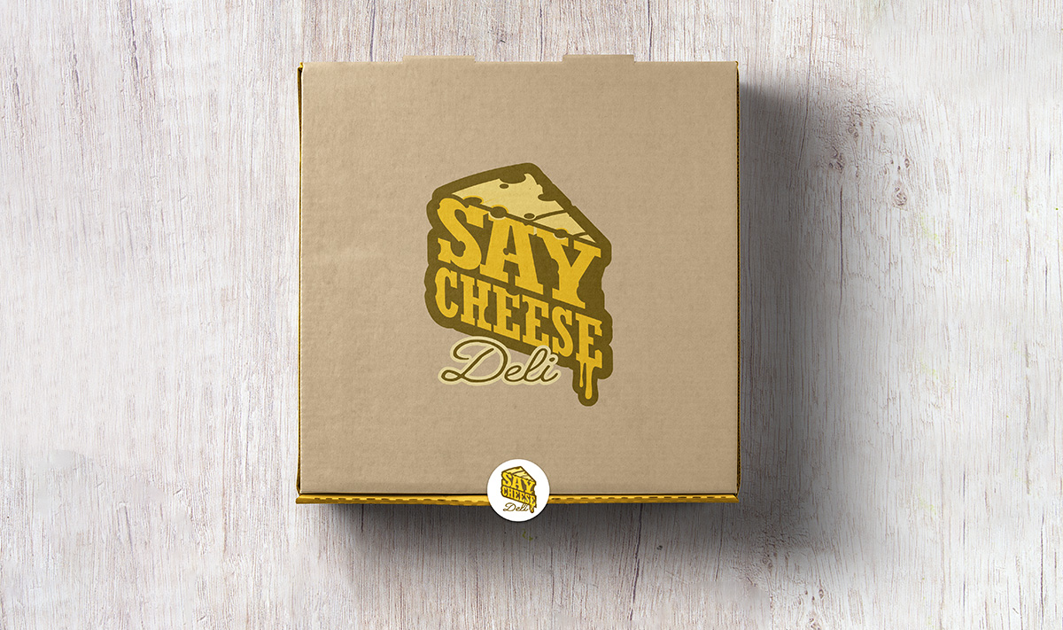 say cheese pizza box