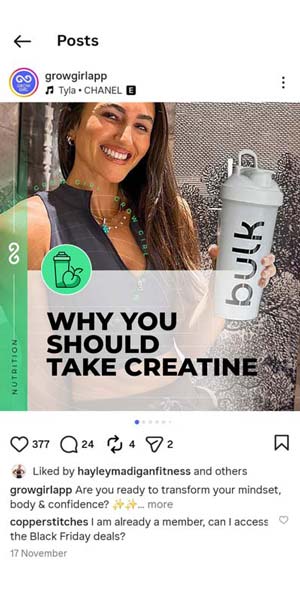 Instagram post example about creatine