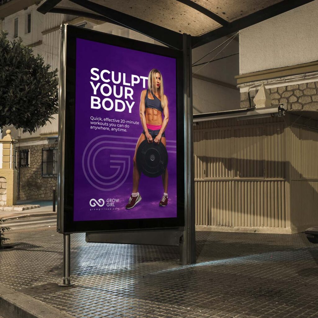 Poster displaying branding for female personal trainer