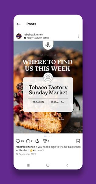 Social media post example for an artisanal bakery